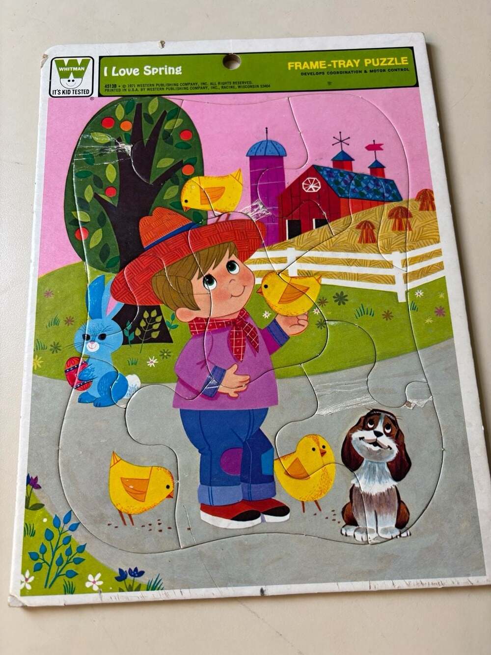 GLD 76631-3 Little Farmer Vintage 1971 Easy Frame Tray 20 Piece Jigsaw Puzzle, 8